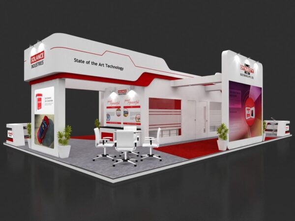 exhibition stall 3d model 15x9 mtr 4 sides open 3d model max 4