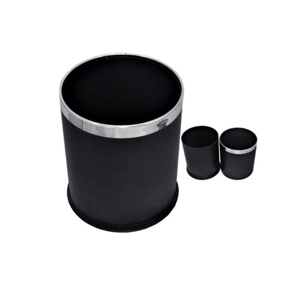 room bin round double layer black powder coated steel outer
