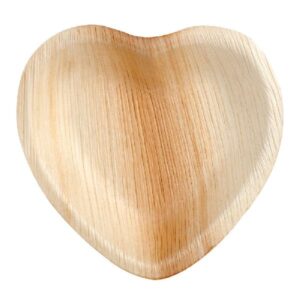 heart shaped areca leaf plate