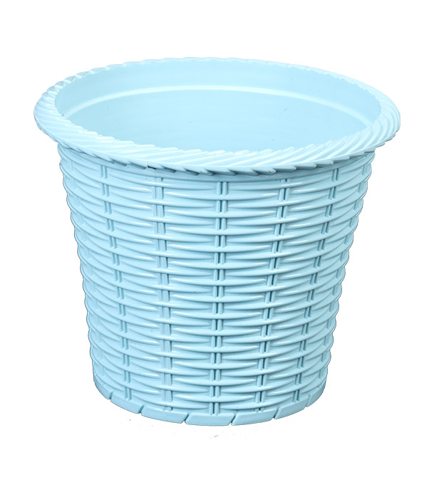 rattan flower tub with tray light blue local ()
