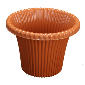daisy flower tub with tray brown tel